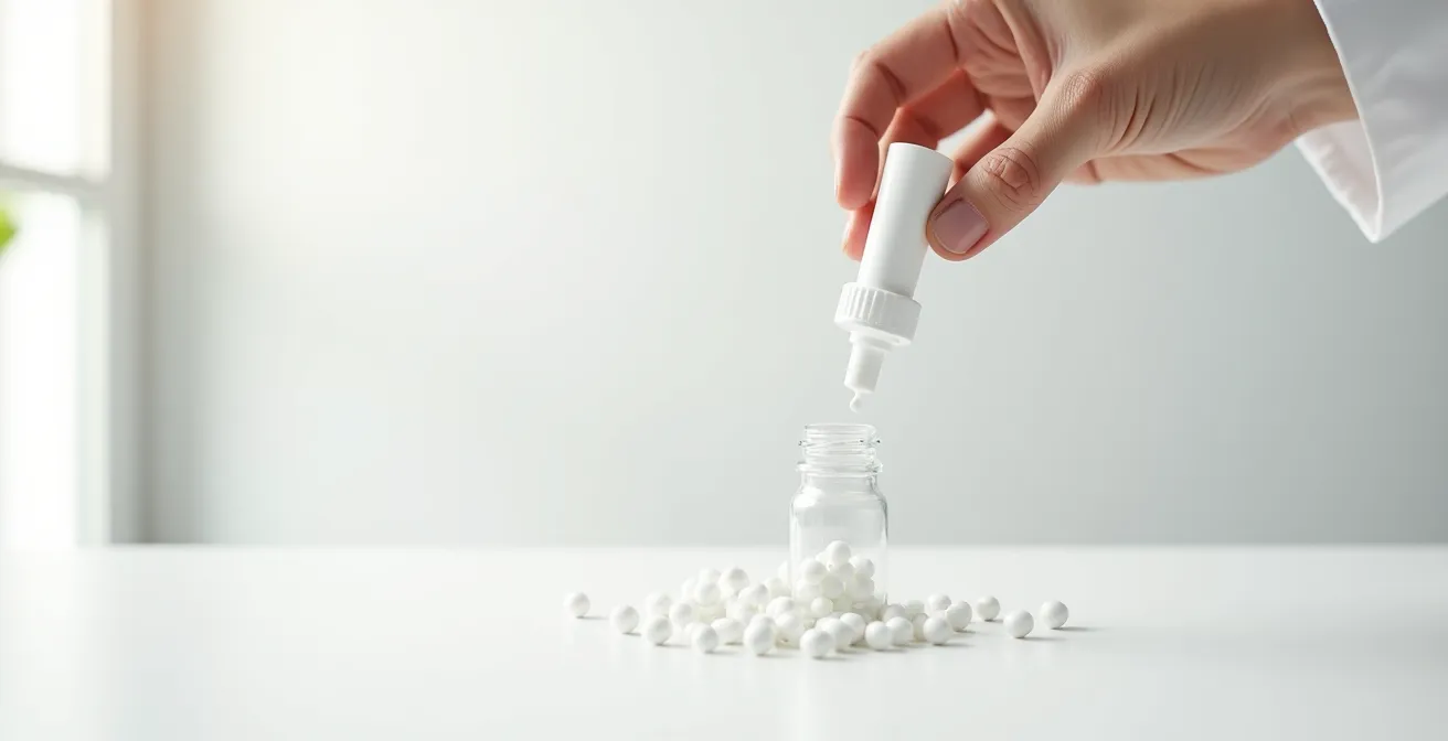 Método correcto de dispensación de gránulos homeopáticos sin contacto manual
