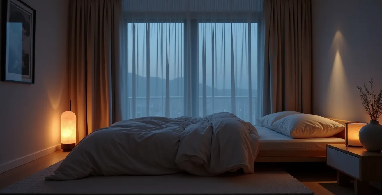 Dormitorio minimalista optimizado para sueño profundo regenerativo