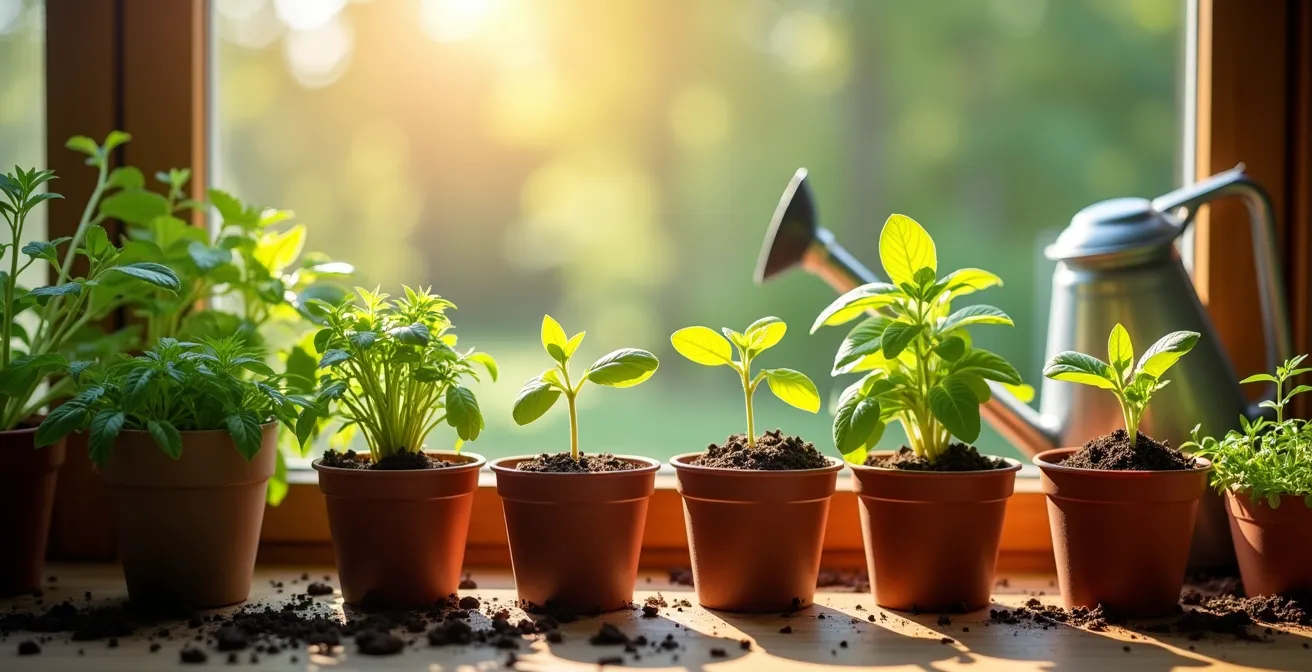 Representación simbólica de un jardín floreciendo después de la lluvia, metáfora de la recuperación intestinal